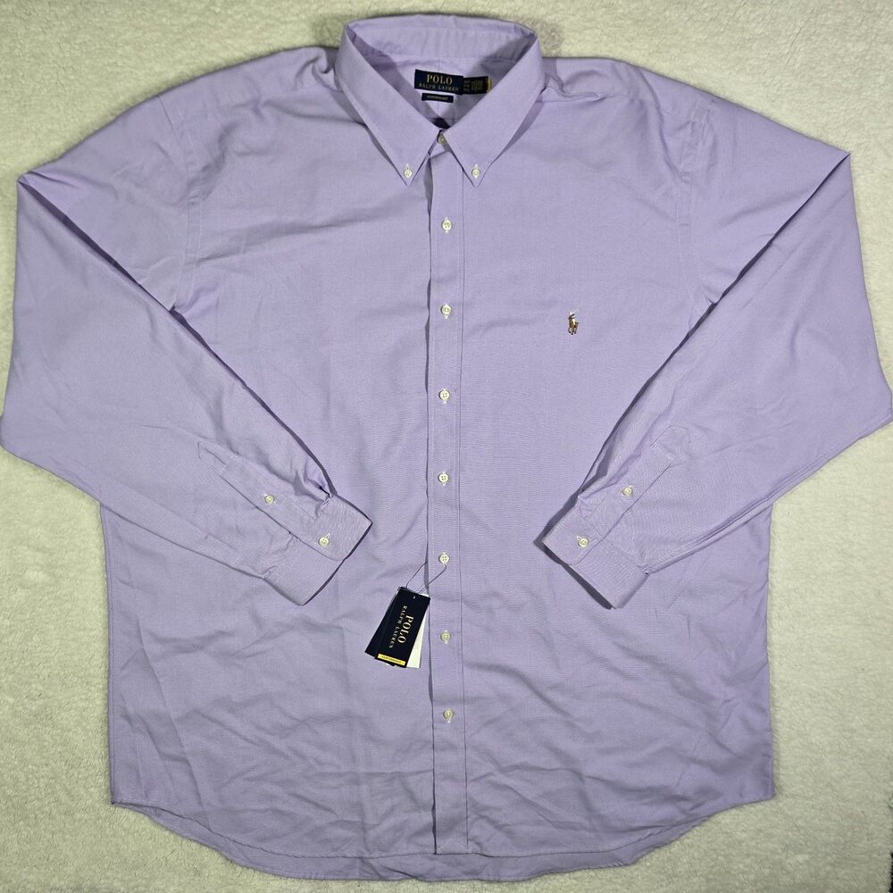 $138 Polo Ralph Lauren Mens 3XLT Performance Button Shirt Purple Oxford Big Tall